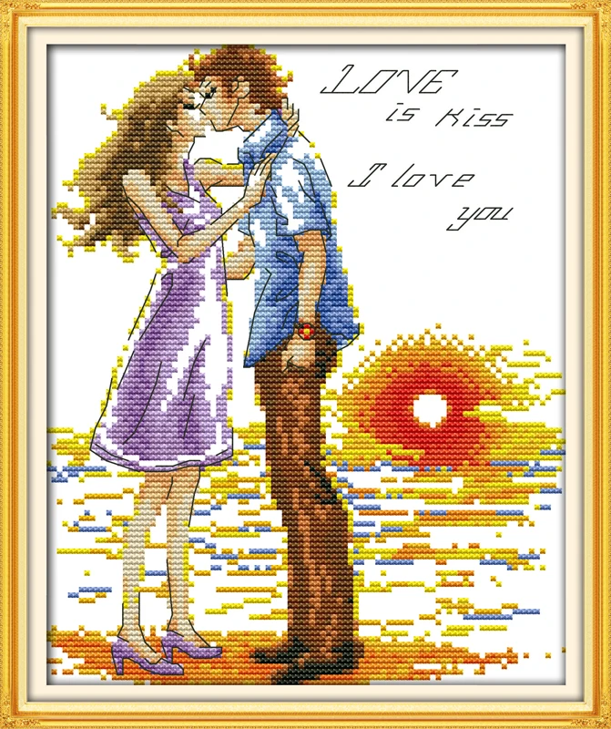 Набор для вышивки крестом Kiss in the sunset 11ct холсты стежков с принтом вышивка ручной