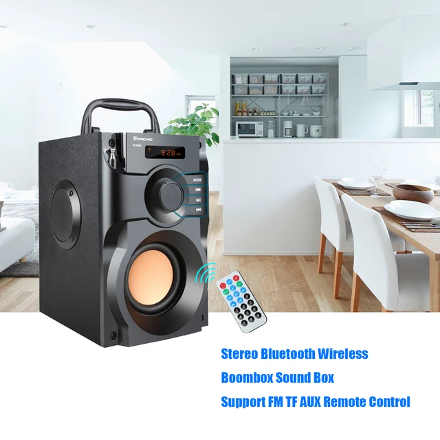Wireless Bluetooth Speaker Stereo Subwoofer Bass Speakers Music Soundbox with Remote Control Support FM Radio TF AUX USB