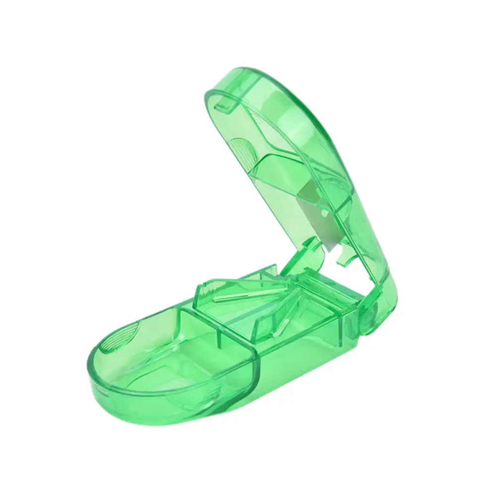 1 шт. Pill Cutter сплиттер разделитель половина отсек для хранения коробка медицина - Цвет: Зеленый