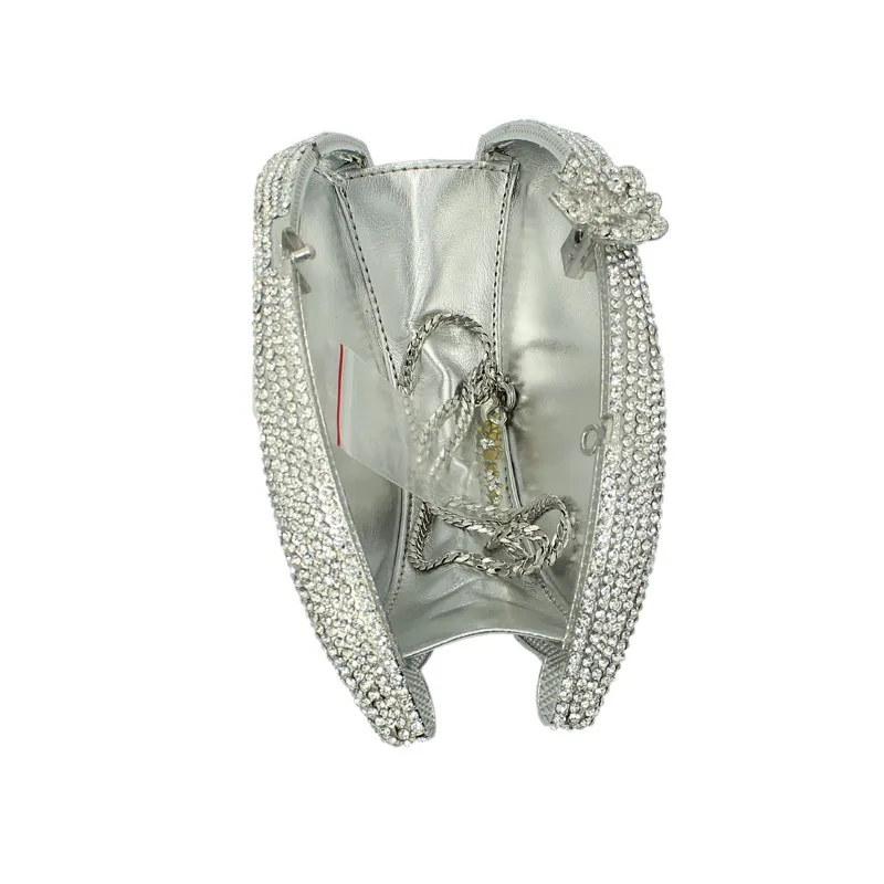 sliver eye shape fancy pattern diamond crystal clutch ladies evening bags (8867A-S)
