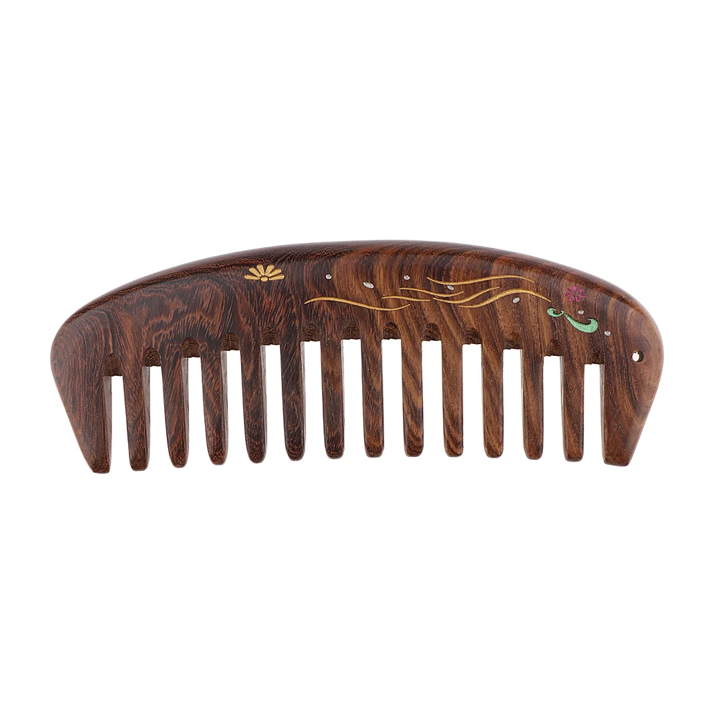 MagiDeal Handmade Polish Natural Sandalwood Comb Scalp Massage Detangling Hair Brush Beard Mustache Grooming Brush Comb