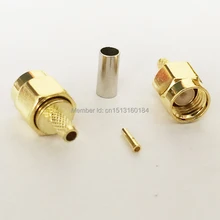 1 шт. RP-SMA Штепсель RF коаксиальный модем переходной разъем обжимной RG316, RG174, LMR100 прямые анодированные золотом