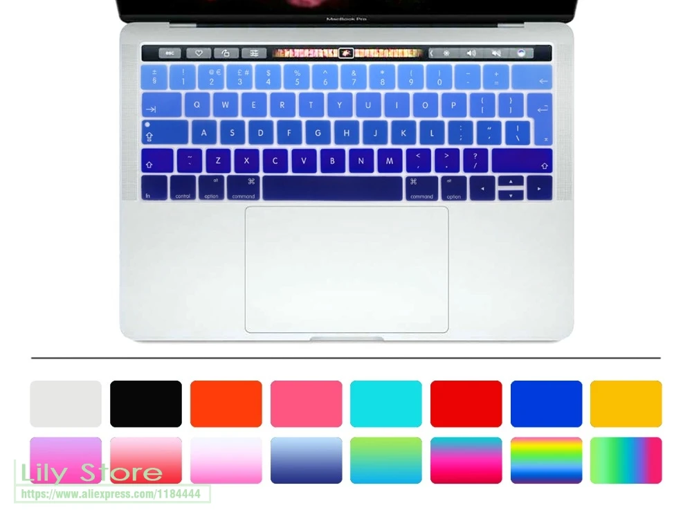 Силиконовый чехол для клавиатуры градиентный Радужный нового MacBook Pro 13 &quotA1706 и