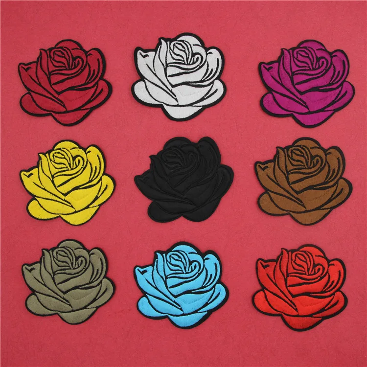5 toppe ricamate a forma di fiore di rose, per fai da te, per lavori fai da te, cucito, magliette, abiti da sposa, rosso, 30 x 11 cm