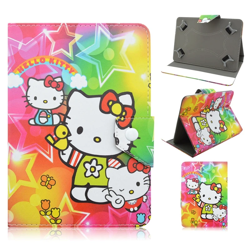  New Hello Kitty Cartoon Universal 7 inch Tablet Case PU Leather Stand Cover For Samsung 7.0 Case For Kids 