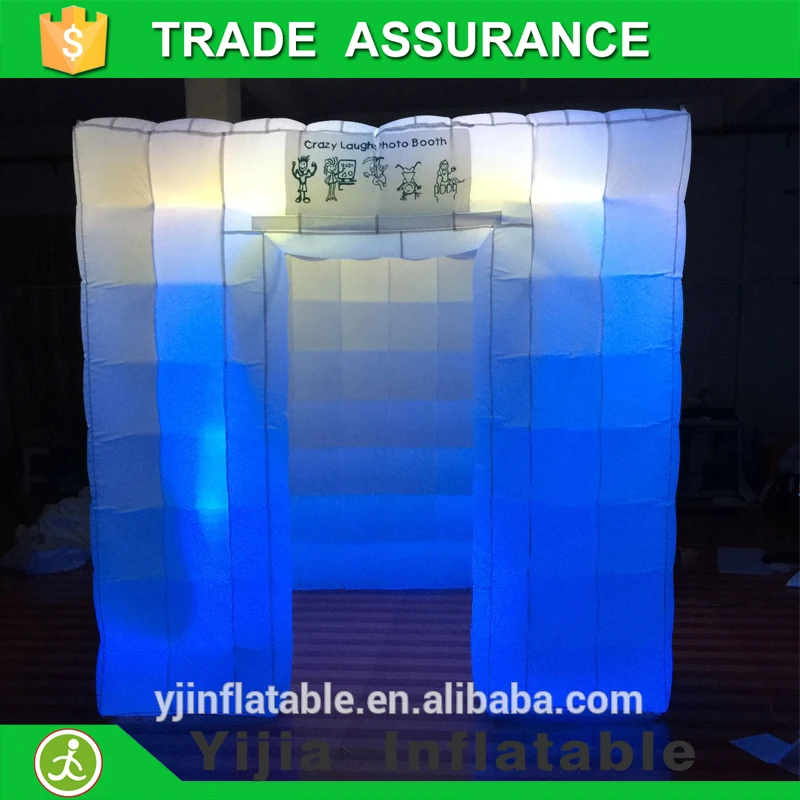 Hot seller popular Colorful portable led stripes inflatable cube tent photo booth with banner