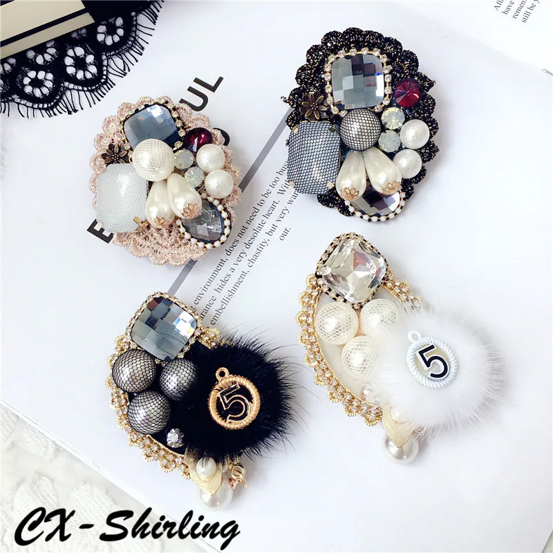 

CX-Shirling Mix Styles Fashion Pearl Letter 5 Brooch Antique Luxurious Brooches Handmade Quality Pendant Brooch Pin Scarf Pin