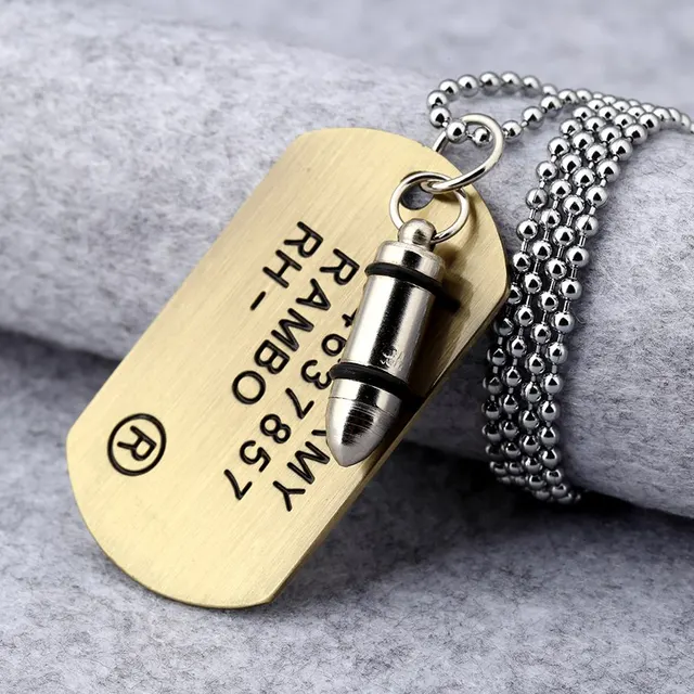 Army Bullet Pendant Necklace Men Jewelry Collares Military Card