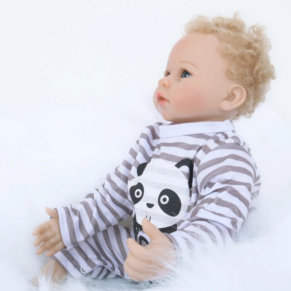 22 &quot55 см кудрявый мохер Очаровательная Кукла Reborn Baby Реалистичная ткань тело