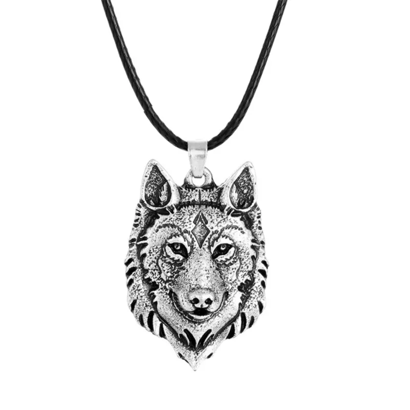 

WWLB 1pcs Wolf Head Necklace Pendant Animal Power Norse Viking Amulet Necklaces Pendants Men Women Gift Jewelry