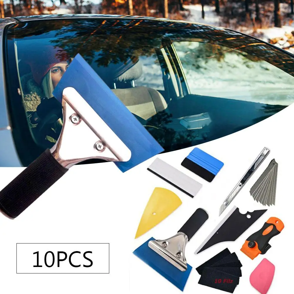 

Vehicle Window Tint Tool Kit Car Vinyl Wrap Tools With Scraper Window Squeegee Film Cutter 10PCS Auto Accessories