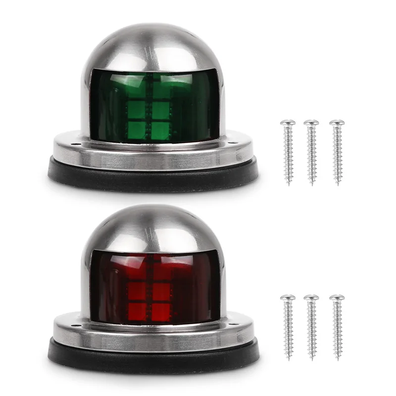 

1 Pair Stainless Steel 12V LED Bow Navigation Light Red Green Sailing Signal Light For Marine Boat Yacht