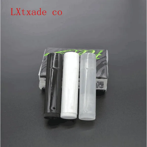 

Free Shipping 5g/ml Black White Clear Plastic Lipstick tube empty packing bottle Batom Lip Balm Empty Cosmetic Containers