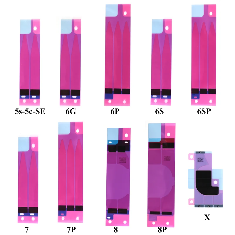 

10PCS Battery Adhesive Sticker For iPhone 5 5S 6 6S Plus 7 Plus 8 Plus X 3M Double Tape Pull Trip Glue Replacement Parts