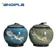 Цзиндэчжэнь креативный керамический винтажный банка для чая Китайский кунг-фу чайный сервиз аксессуары Tieguanyin Черный чай печать банки искусство танки подарки