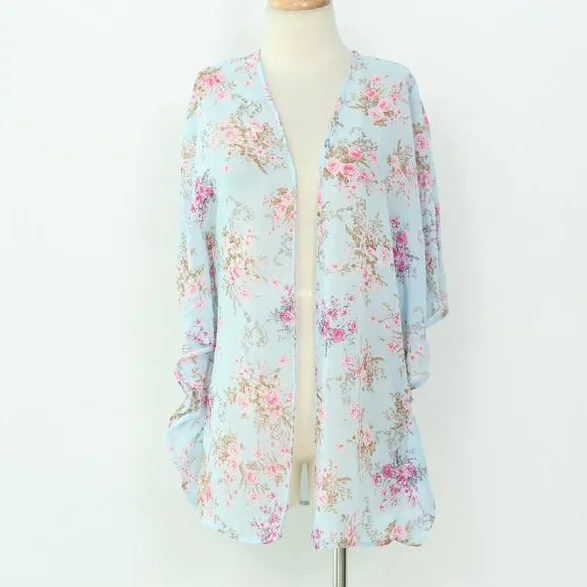 New Arrivals 2019 Women Blouses Plus Sizes Floral Cardigan Women Tops Chiffon Batwing Blouse Kimono Cardigan Chemise Femme XXXL