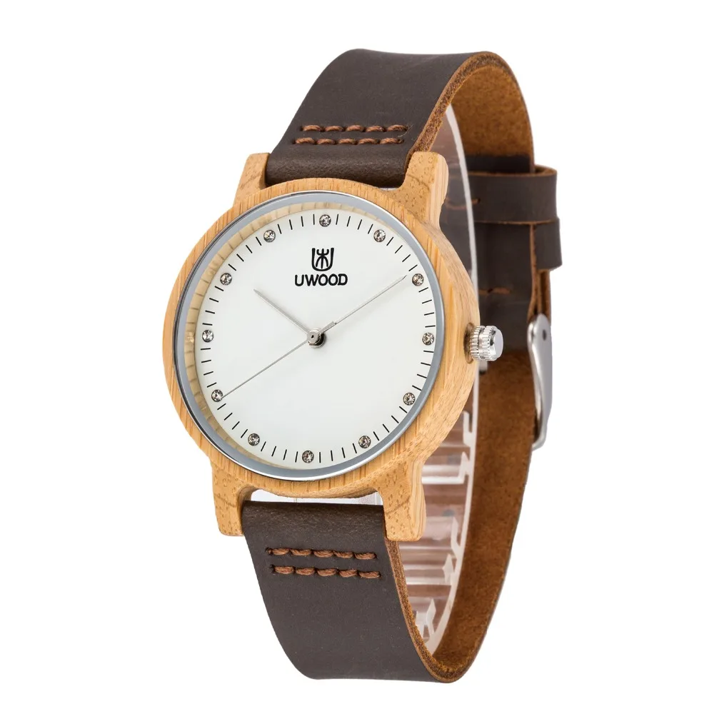 

Fashion Wooden Watch womens Top Luxury Brand Japan Movement Quartz Watches Bamboo Wristwatches Genuine Leather Strap in Gift Box