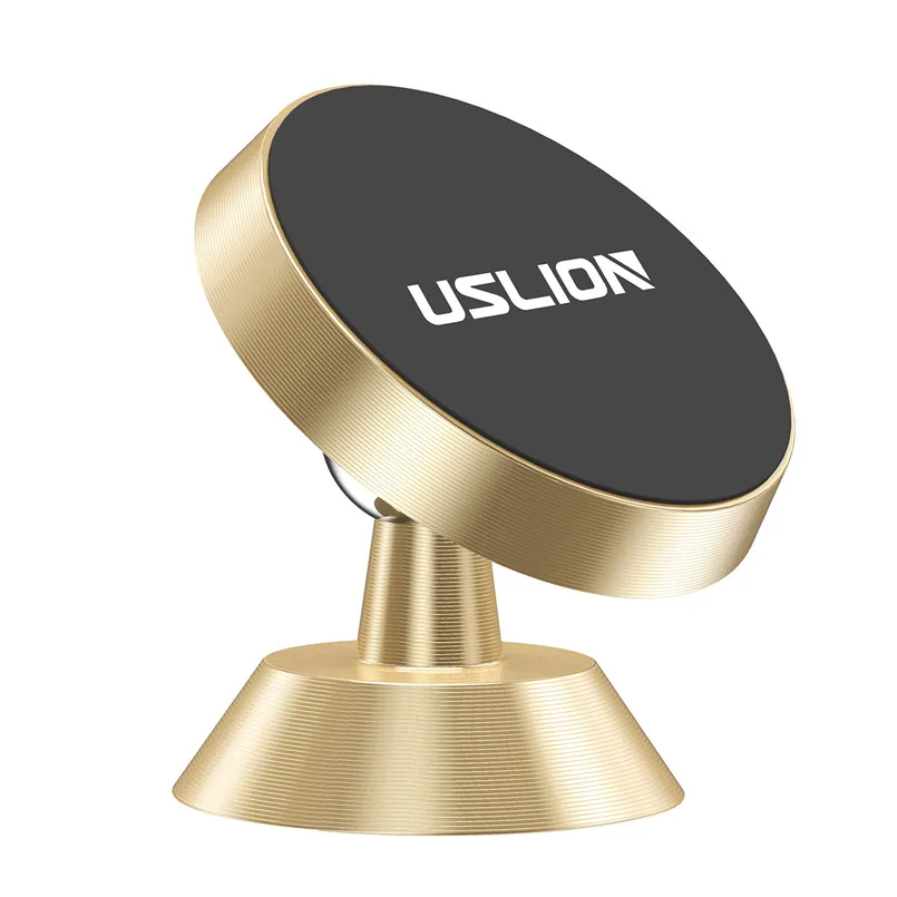 Магнитный автомобильный держатель для телефона USLION для iPhone 7, XR, XS, Max, samsung, Xiaomi, универсальное магнитное крепление, автомобильный держатель, подставка для телефона в автомобиле - Цвет: Gold