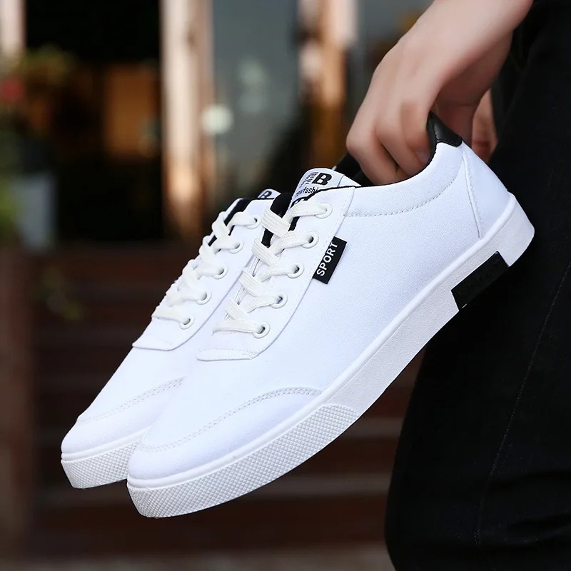 

2019 New summer fashion canvas shoes men's comfortable breathable sneakers shoes low to help low cut casual white shoes man M313