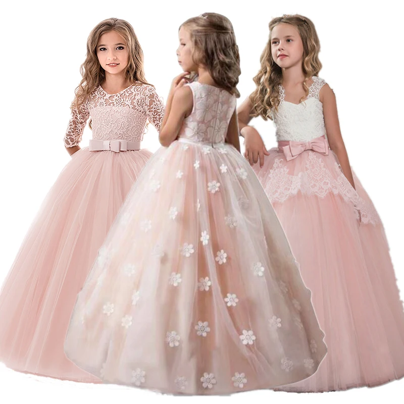 

Elegant Formal Dress Girls Clothing Flower Girls Wedding Evening Clothes Kids Dresses for Girls Princess Party Long Gown 6-14yrs