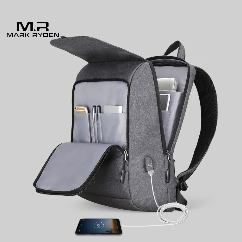 Mark Ryden Man Backpack USB Recharging 15.6 inch laptop School Bag For Boy Male Travel Mochila Waterproof