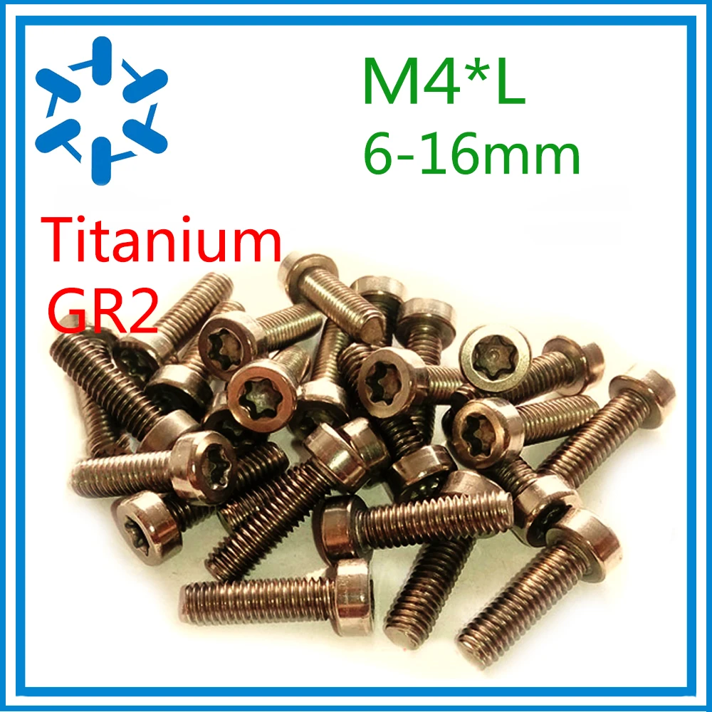 

50pcs/lot M4*L Pure Titanium Hex button cylindrical head plum groove Socket Cap screw Ti GR2 M4*6/8/10/12/14/16