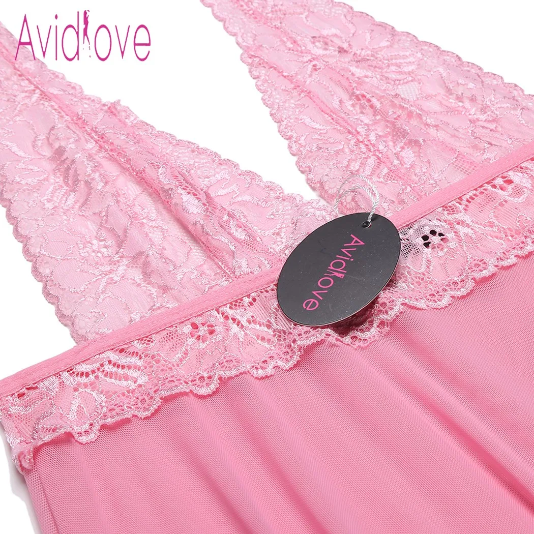 Avidlove Babydoll нижнее белье сексуальное горячее эротическое нижнее белье женское цветочное кружевное белье Ночная рубашка с бантом Женский костюм Неглиже