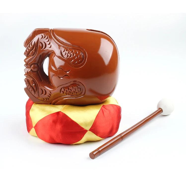 Buddhist supplies Taiwan solid wood  camphor wood   wooden fish  dark brown red brown mats and sticks  a set of (1)