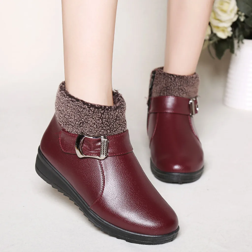 

Vogue Women Boots Winter Leather Ankle Boots For Women Zipper Buckle Fashion Casual Women Shoes Botines Mujer