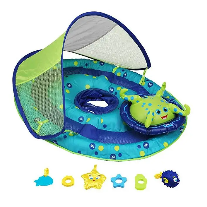

Baby Spring Float Activity Center with Canopy - Inflatable Float for Children with Interactive Toys and UPF Sun Protection