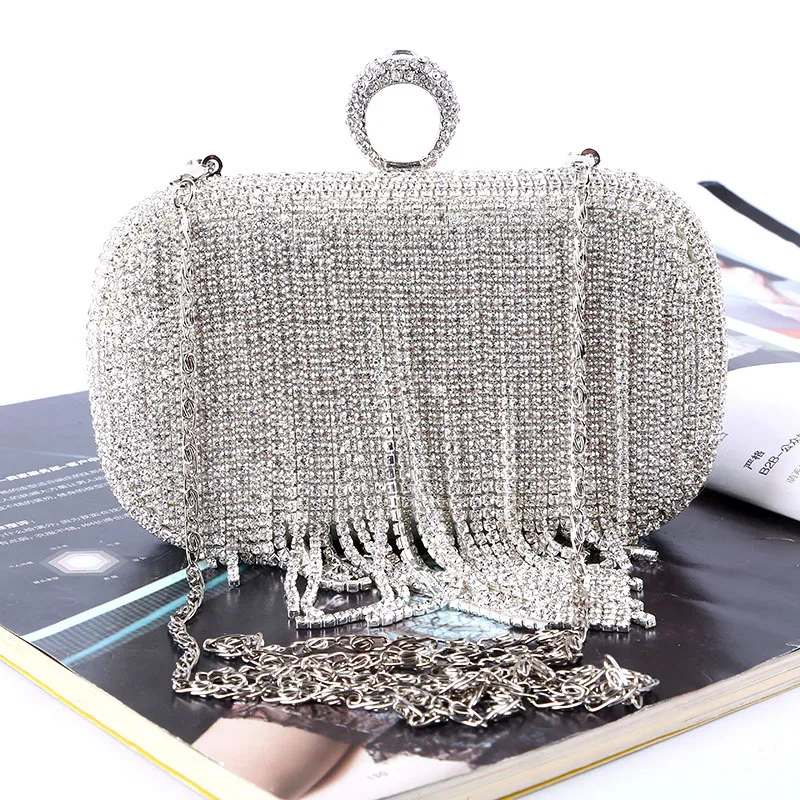 

2016 New High Grade Evening Dinner Bag With Diamond Handmade Diamond Wristlet Rhinestone Banquet Formal Dinner Womens Handbag
