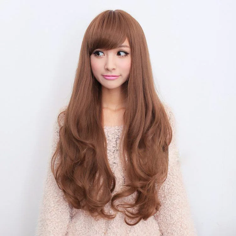 Fashion Long Curly Rinka Haircut Naturally Wigs Wavy Hair