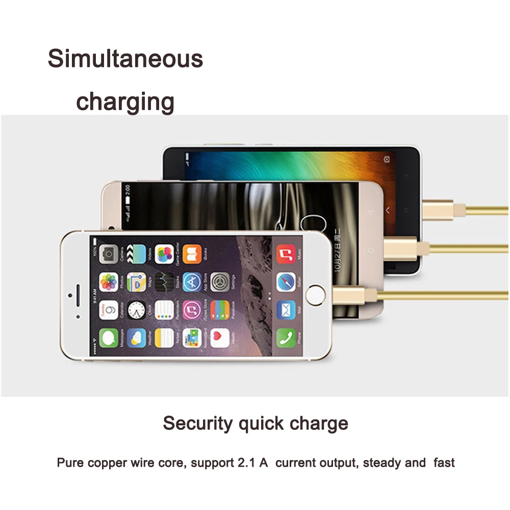 1 м Micro USB+ type C+ 8-контактный кабель для зарядки данных для Android samsung Galaxy LG