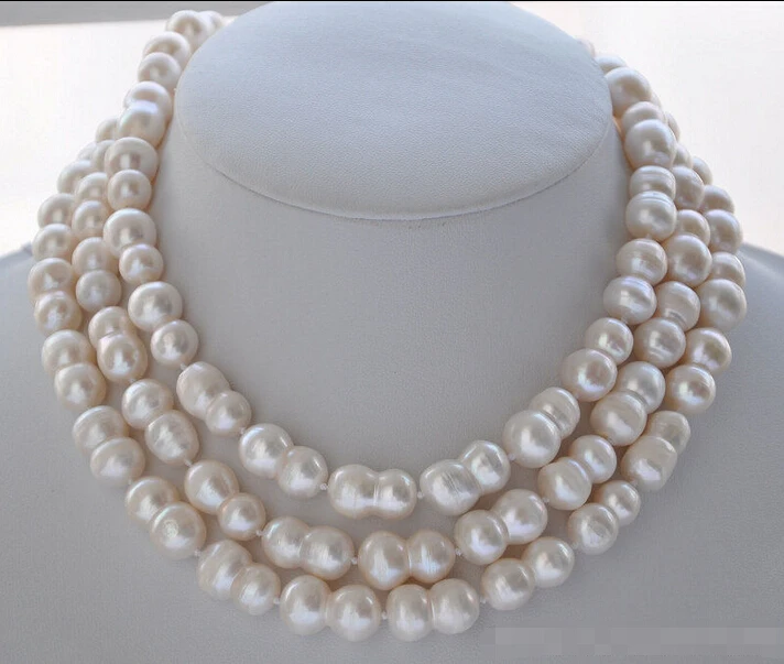 

FREE shipping>>>>>Z5838 NATURAL 50" 20mm WHITE peanut DOUBLE BAROQUE FRESHWATER PEARL NECKLACE 6.07