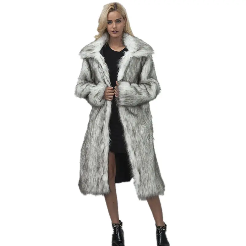 

Casual Winter Coat Women 2018 Fashion Long Sleeve Jacket Coat Warm Loose Thick Lengthen Faux Fur Coat Outerwear Plus Size