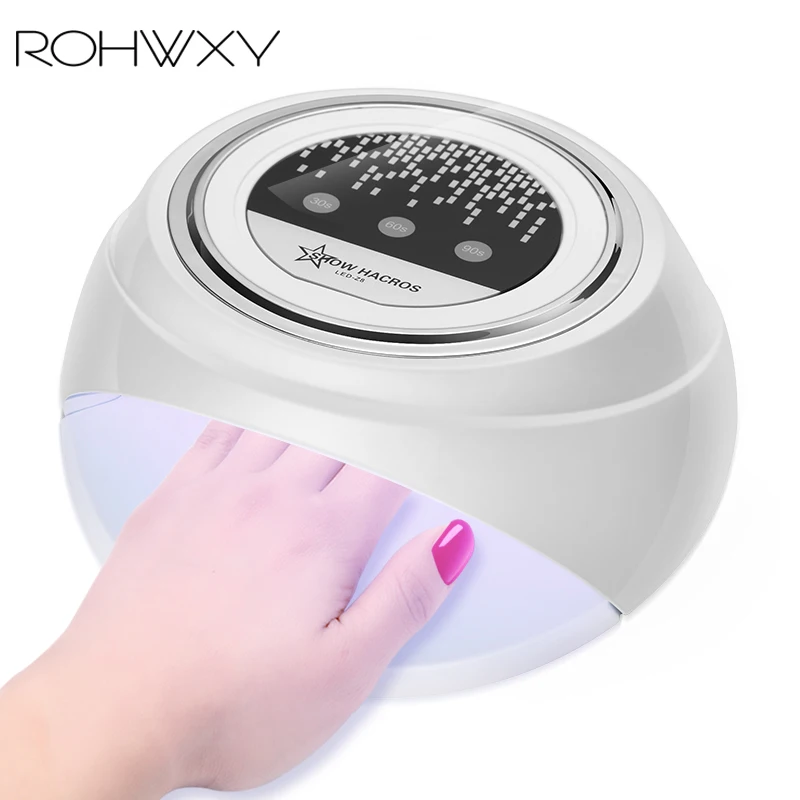

ROHWXY 60W UV Gel Lamp For Nail Manicure Smart Sensor Button Tone LED Screen 100V-240V Curing Gel Polish SUN UV LED Nail Dryer