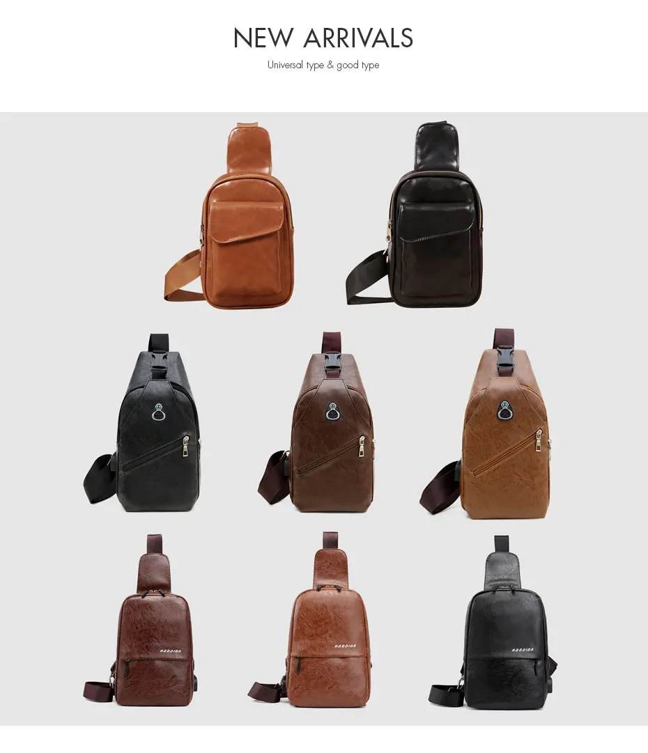 CARANFIER, 3 шт., Мужская модная сумка через плечо, функциональная, вращающаяся кнопка, открытая кожаная нагрудная мужская сумка, сумки на плечо, нагрудная сумка