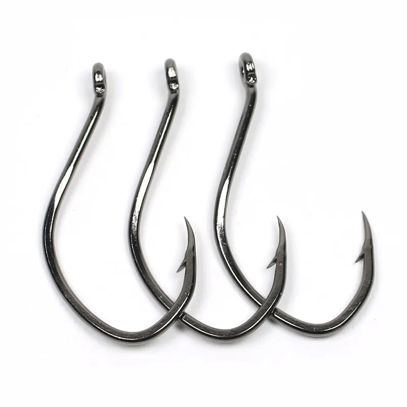 

100PCS High Carbon Steel Black Nickle Catfish Hook Big River Bait Hook Sea Fishing Hooks 1/0 2/0 3/0