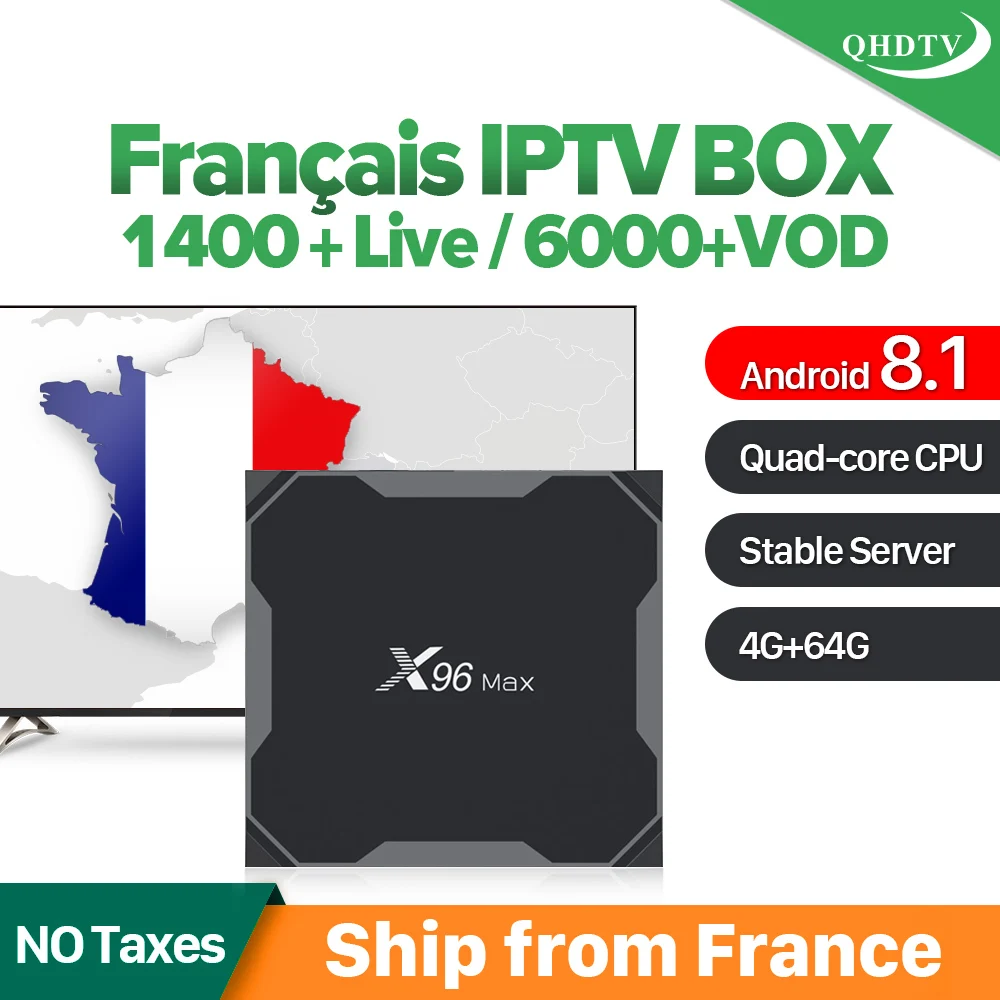 

IPTV France X96 MAX Smart Tv Box 4GB 64GB Android 8.1 With 1 Year QHDTV Code French Arabic Morocco Netherlands Belgium Iptv Vod