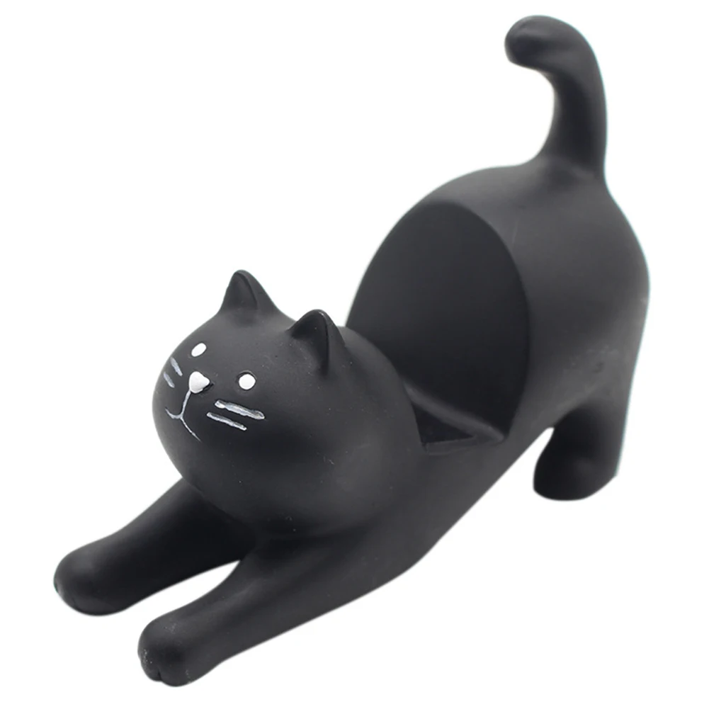  3D Cartoon Phone Holder Durable Resin Portable Desk Accessories Decorative Cat Shape Mobile Desktop