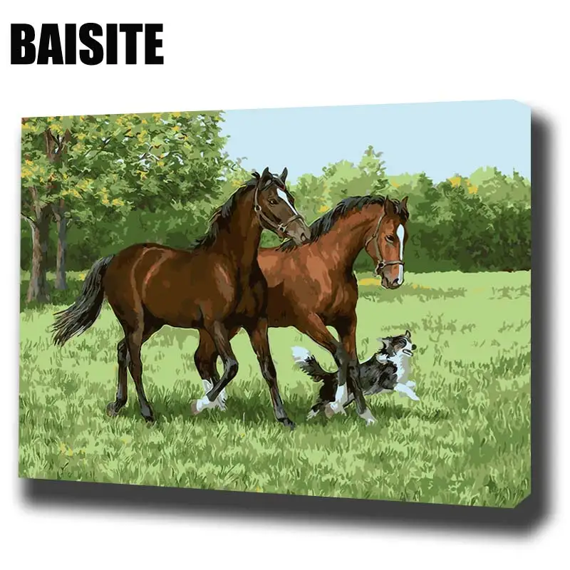 

BAISITE DIY Framed Oil Painting By Numbers Animal Pictures Canvas Painting For Living Room Wall Art Home Decor E840