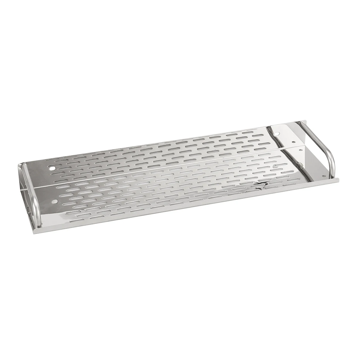 

40cm Single Tier Stainless Steel Bathroom Shelf Organizer Storage Kitchen Rack with Traceless Transparent Adhesive No Drilling