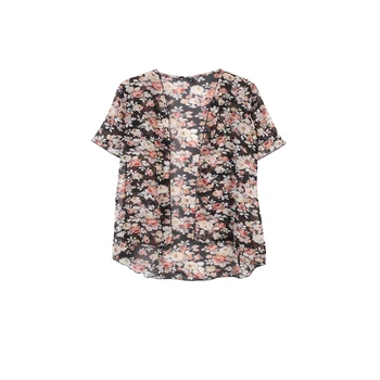 

Fashion Cute Casual Slim Spring Summer New Women Long Sleeve Open Stitch Floral Print Thin Coat Tops