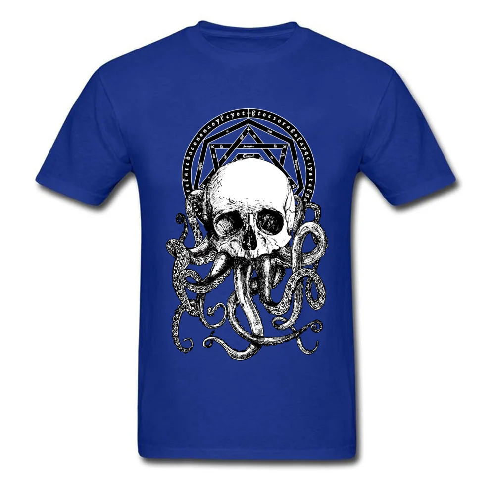 Pieces Of Cthulhu футболки Crazy Tees Мужская черная футболка с принтом черепа осьминога хлопковые футболки в винтажном стиле Прямая поставка - Цвет: Синий