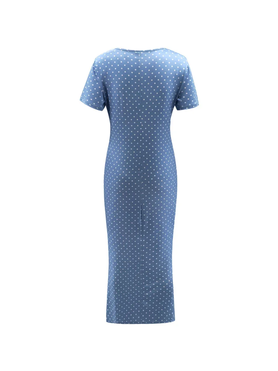 Gladiolus Sexy Bodycon Summer Dress Women 2019 Short Sleeve O Neck Polka Dot Women Maxi Dress Spring Ladies Sexy Club Dresses (27)