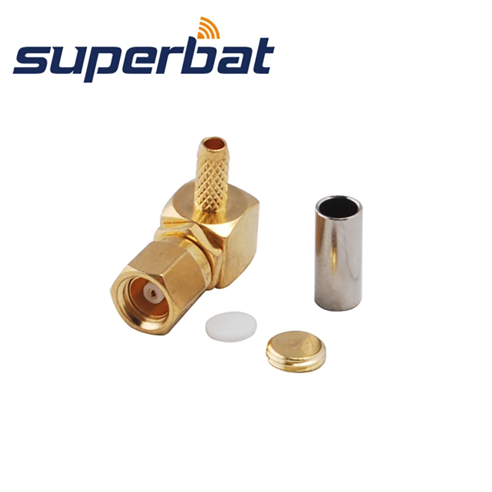 Superbat SMC Male Right Angle Crimp RF Coaxial Connector for RG174 RG178 RG316 LMR100 Coaxial Cable-Durable Electronic Component