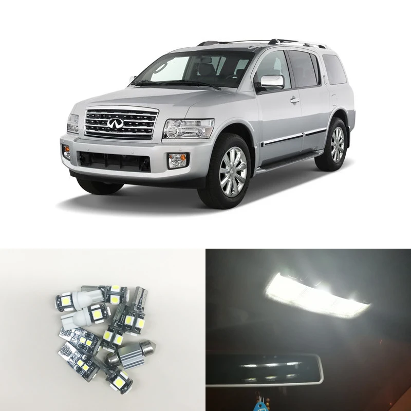 Us 9 99 Can Bus White Led Interior Package Kits For Infiniti Qx56 2004 2010 Glove Box Courtesy Door Cargo License Plate Lights Lamp Bulb In Signal