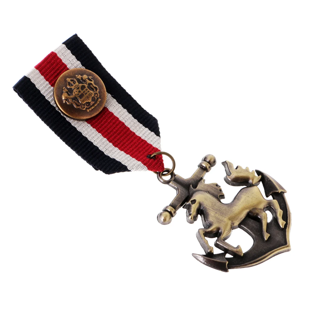  Unisex Vintage Navy Style Horse Anchor Design Medal Brooch Lapel Pin Punk Jewelry