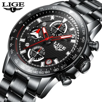 

LIGE Mens Watches Top Brand Luxury Fashion Business Watch Men Sports Stainless Steel Waterproof Quartz Watch Relogio Masculino