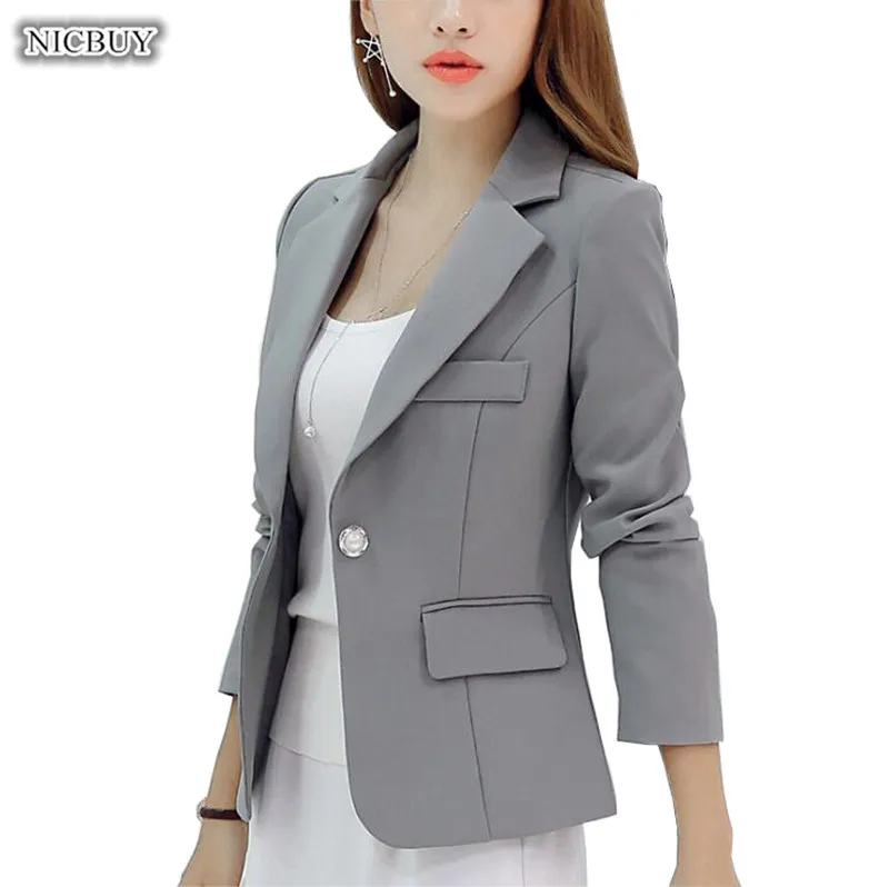 Women's Blazer Long Sleeve Blazers Solid One Button Coat